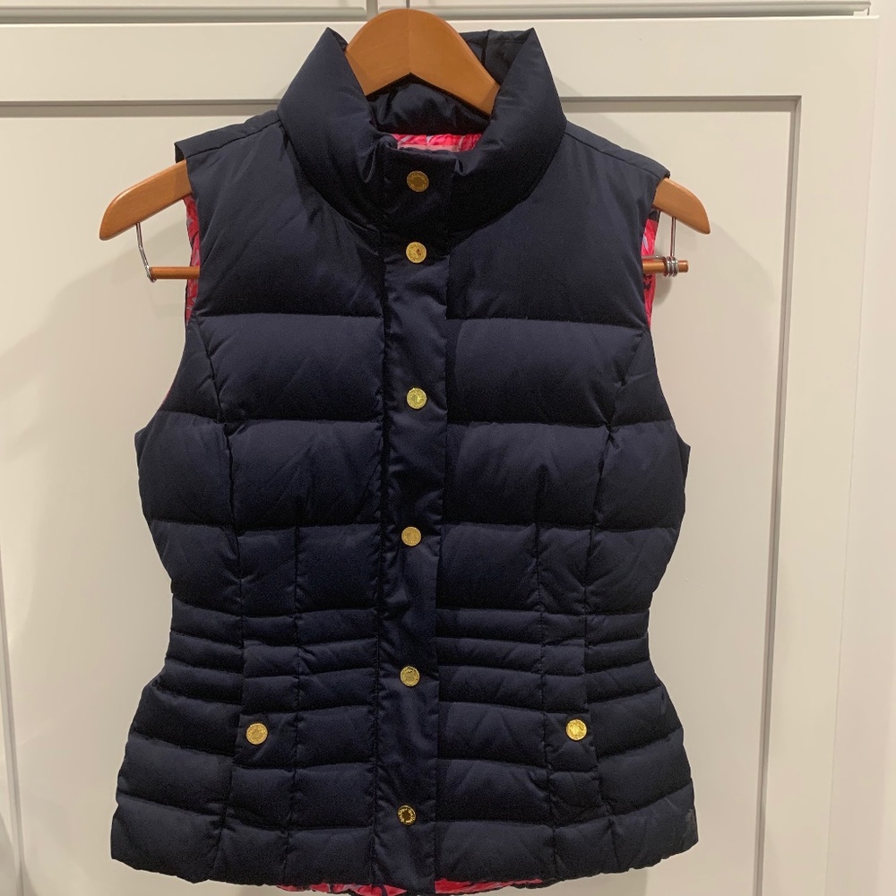 Lilly Pulitzer Navy Isabella Puffer Vest Small